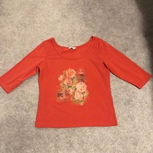 Togo 3/4 Sleeves Dark Orange Cotton Top